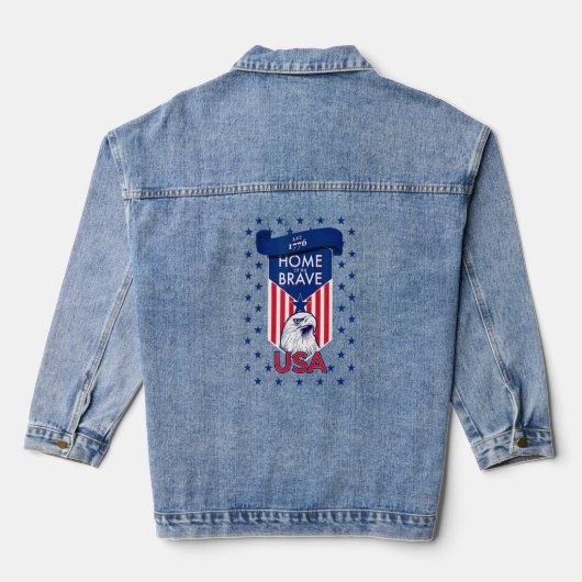 Amerikaanse adelaar thuis van de hersenen denim jacket (Achterkant)
