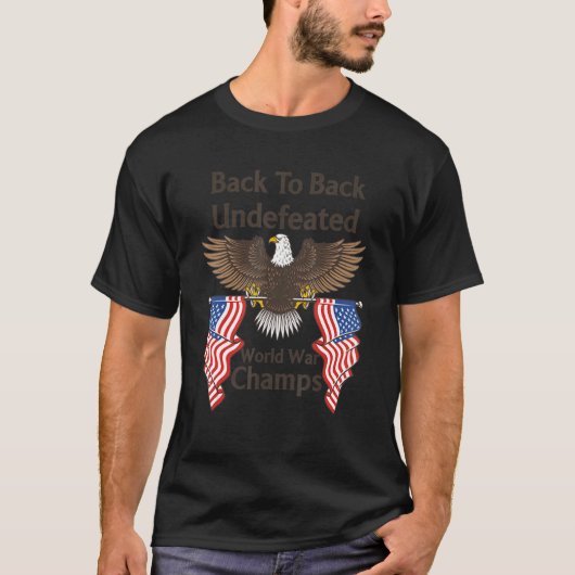 Amerikaanse adelaar vlag terug naar terug ongeslag t-shirt (Voorkant)