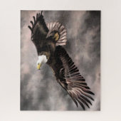 Amerikaanse adelaar vliegt in Storm wolken tekenen Legpuzzel (Verticaal)