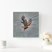 Amerikaanse adelaar vliegt over zee vierkante klok (Huis)