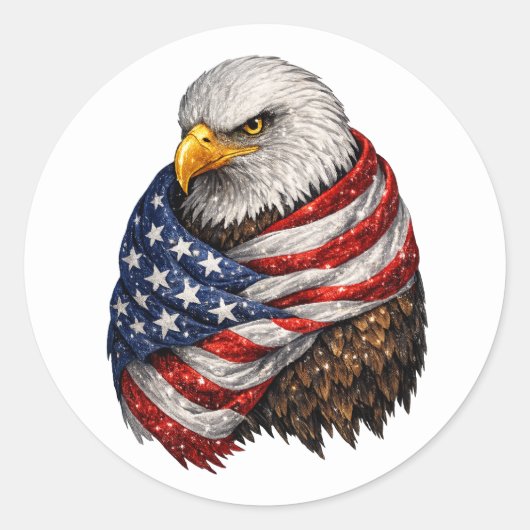 Amerikaanse Adelaarsvlag Ronde Sticker (Voorkant)
