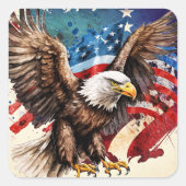 Amerikaanse adelaarsvlag vierkante sticker (Voorkant)