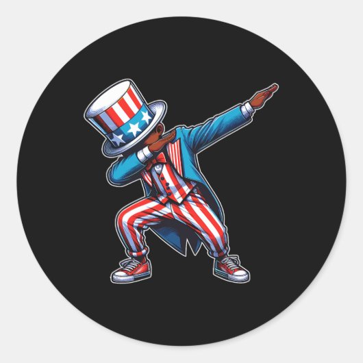 Amerikaanse Afrikaanse dabbing boy 4 juli Ronde Sticker (Voorkant)
