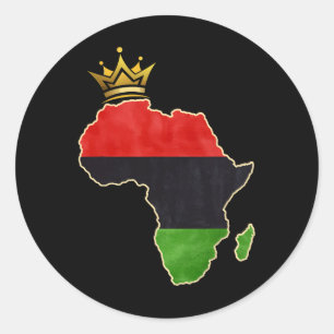 Amerikaanse Afrikaanse Koningin Pan Afro Kaart Vla Ronde Sticker