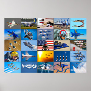 AMERIKAANSE AIR DEMONSTRATIE TEAMS "MONTAGE" POSTER