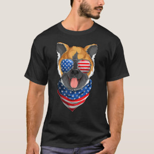 Amerikaanse Akita Amerikaanse vlag vierde juli hon T-shirt