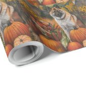 Amerikaanse Akita Autumn Harvest Thanksgiving Cadeaupapier (Rol Hoek)