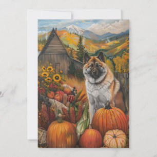 Amerikaanse Akita Autumn Harvest Thanksgiving Dog Feestdagenkaart
