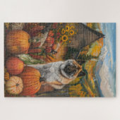 Amerikaanse Akita Autumn Harvest Thanksgiving Legpuzzel (Horizontaal)