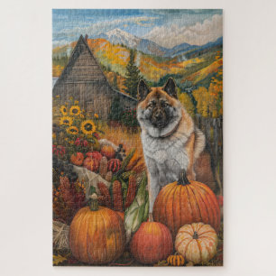 Amerikaanse Akita Autumn Harvest Thanksgiving Legpuzzel