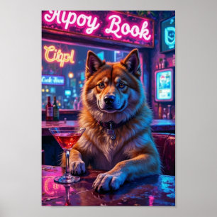 Amerikaanse Akita Bar Scene, Grappige Drinkende Ho Poster