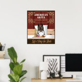 Amerikaanse Akita Bed en Breakfast Funny Art Poster (Thuiskantoor)