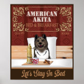 Amerikaanse Akita Bed en Breakfast Funny Art Poster (Voorkant)
