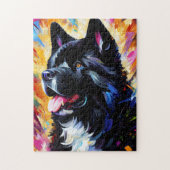 Amerikaanse Akita Dog Acryl Art Print | Kleurrijk Legpuzzel (Verticaal)