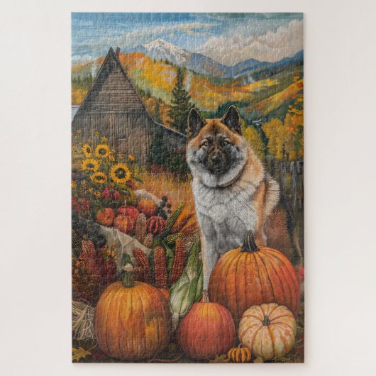 Amerikaanse Akita Herfst Oogst Dankdag Legpuzzel (Verticaal)