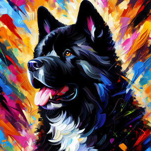 Amerikaanse Akita Hond Acryl Kunstprint   Kleurrij Legpuzzel