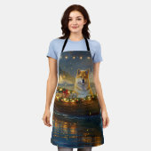 Amerikaanse Akita Kerst Feestelijke Reis Schort (Gedragen)