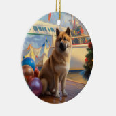Amerikaanse Akita Kerstcruise: Pawsome Vakantie Keramisch Ornament (Rechts)