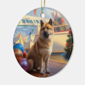 Amerikaanse Akita Kerstcruise: Pawsome Vakantie Keramisch Ornament (Links)