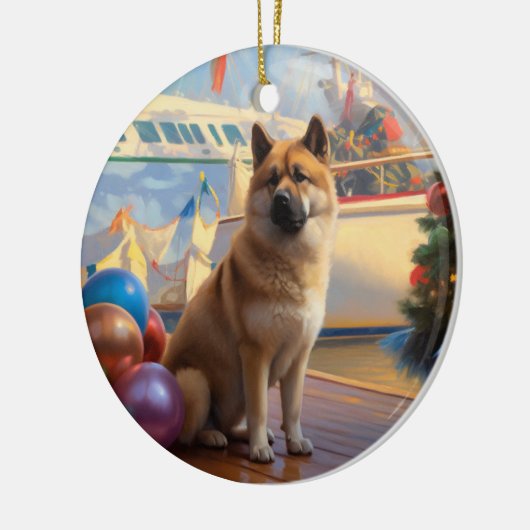 Amerikaanse Akita Kerstcruise: Pawsome Vakantie Keramisch Ornament (Links)