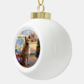 Amerikaanse Akita Kerstcruise: Pawsome Vakantie Keramische Bal Ornament (Rechts)