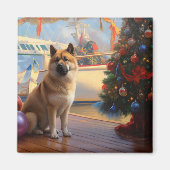 Amerikaanse Akita Kerstcruise: Pawsome Vakantie Magneet (Voorkant)