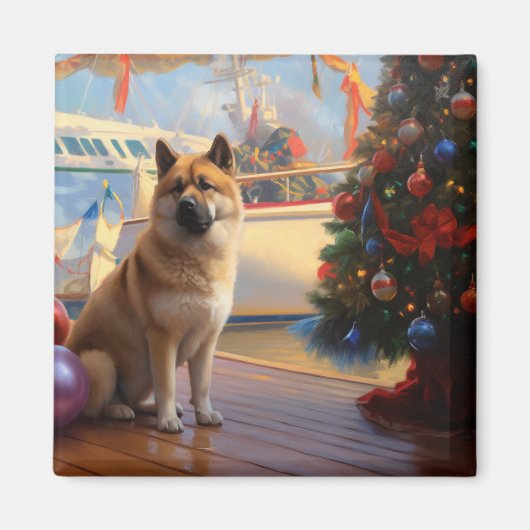 Amerikaanse Akita Kerstcruise: Pawsome Vakantie Magneet (Voorkant)