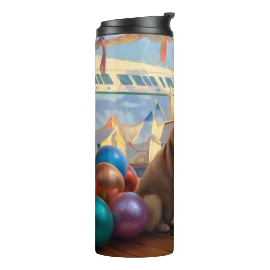 Amerikaanse Akita Kerstcruise: Pawsome Vakantie Thermosbeker (Gedraaid links)