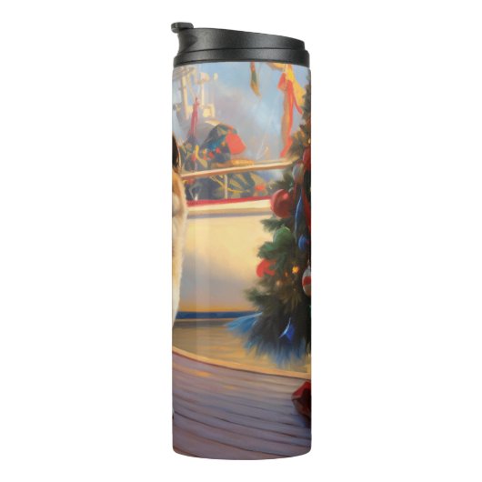 Amerikaanse Akita Kerstcruise: Pawsome Vakantie Thermosbeker (Geroteerd rechts)