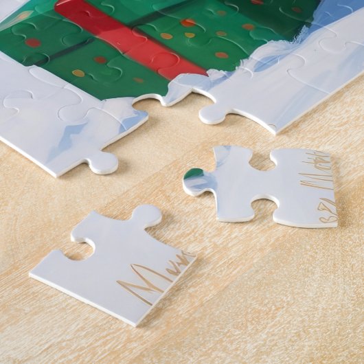 Amerikaanse Akita Kerstfeest Sneeuwscène Legpuzzel (Zijkant)