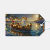 Amerikaanse Akita kerstvakantie Cadeaulabel (Voorkant (Horizontaal))