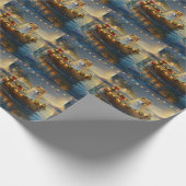 Amerikaanse Akita kerstvakantie Cadeaupapier (Hoek)