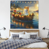 Amerikaanse Akita kerstvakantie Canvas Afdruk (Insitu (Slaapkamer))