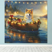 Amerikaanse Akita kerstvakantie Canvas Afdruk (Insitu (Houten vloer))