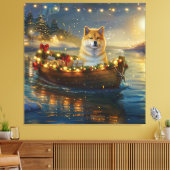 Amerikaanse Akita kerstvakantie Canvas Afdruk (Insitu (Woonkamer))