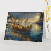 Amerikaanse Akita kerstvakantie Kaart (Gele Bloem)