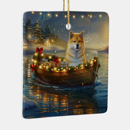 Amerikaanse Akita kerstvakantie Keramisch Ornament (Rechts)
