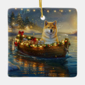 Amerikaanse Akita kerstvakantie Keramisch Ornament (Voorkant)