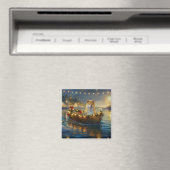 Amerikaanse Akita kerstvakantie Magneet (Insitu (Vaatwasser))