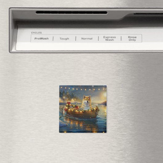 Amerikaanse Akita kerstvakantie Magneet (Insitu (Vaatwasser))