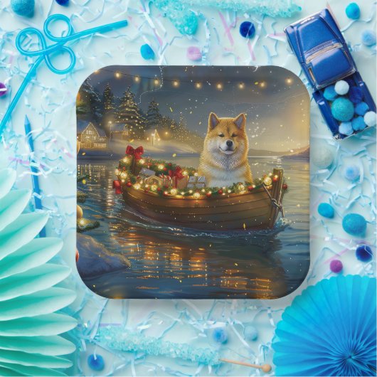 Amerikaanse Akita kerstvakantie Papieren Bordje (Feest)