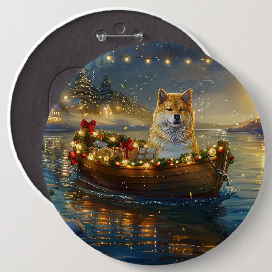 Amerikaanse Akita kerstvakantie Ronde Button 6,0 Cm (Voorkant /achterkant)