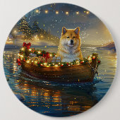 Amerikaanse Akita kerstvakantie Ronde Button 6,0 Cm (Voorkant)