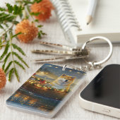 Amerikaanse Akita kerstvakantie Sleutelhanger (Voorkant Rechts)