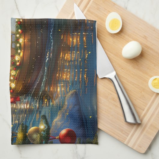 Amerikaanse Akita kerstvakantie Theedoek (Quarter Fold)