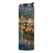 Amerikaanse Akita kerstvakantie Thermosbeker (Gedraaid links)