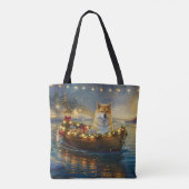 Amerikaanse Akita kerstvakantie Tote Bag (Achterkant)
