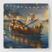 Amerikaanse Akita kerstvakantie Vierkante Klok (Voorkant)