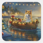 Amerikaanse Akita kerstvakantie Vierkante Sticker (Voorkant)