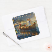 Amerikaanse Akita kerstvakantie Vierkante Sticker (Envelop)